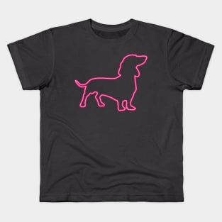 80's Gift 80s Retro Neon Sign Dachshund Kids T-Shirt